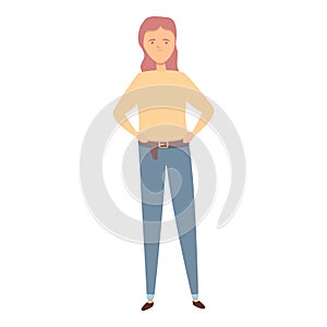 Girl jeans icon cartoon vector. Cute happy