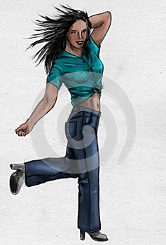 Girl in jeans - sketch