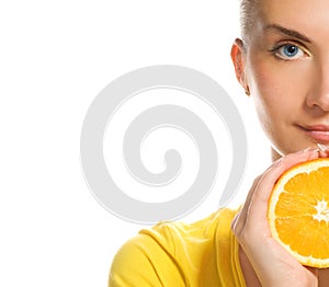 Girl with juicy orange