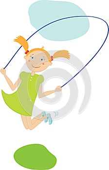 Girl jump with a skipping rope