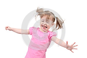 Girl jumping with eyes closed