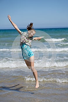 Girl jumping for joy