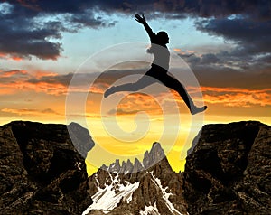 girl jumping over the gap photo