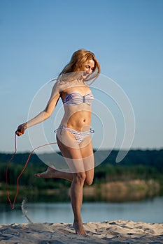 Girl jumping rope