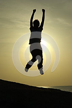 Girl Jumping Silhouette