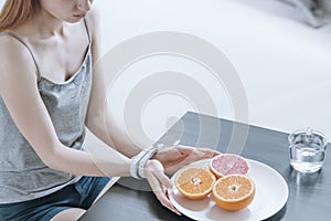 Girl keeping restricted diet