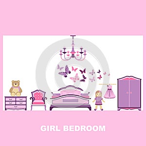 Girl and Kid Bedroom Interior Decoration