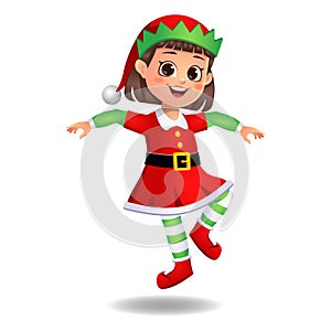 girl kid in elf dress flying