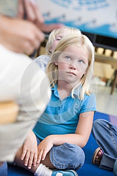 Girl in kindergarten class