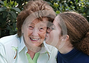 Girl Kisses Grandmother