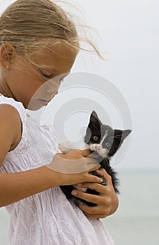 Girl and a kitten