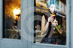 Girl Lady Style Restaurant Leisure Chill Cafe Fun Concept