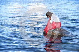 girl on the lake