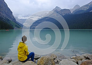 Girl at Lake Louise, Banff National Park.