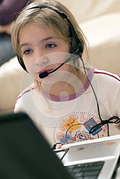 Girl and laptop computer