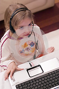 Girl and laptop computer