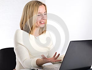 Girl with laptop computer