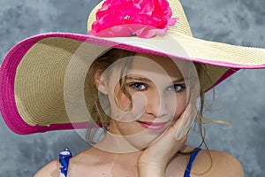 Girl in Large Sunhat