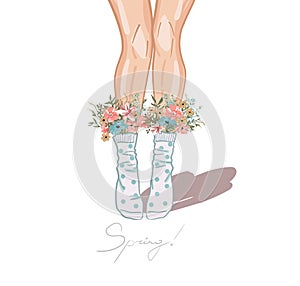 Girl legs knees socks flowers holiday spring