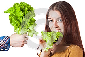 Girl with lettuce