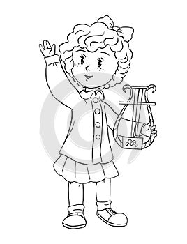 Girl with lira coloring page