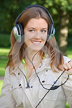 Girl is listening music