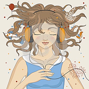 Girl Listening Music