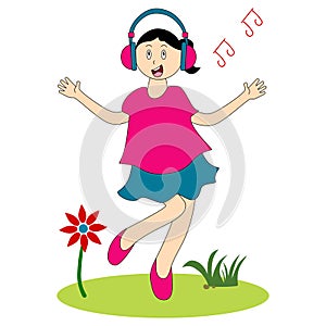 Girl Listening to Music