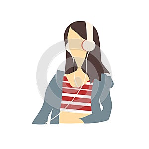 Girl listening to the music vector vector sign and symbol isolated on white background, Girl listening to the music vector logo