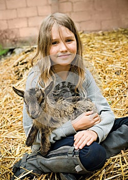 Girl with little goat