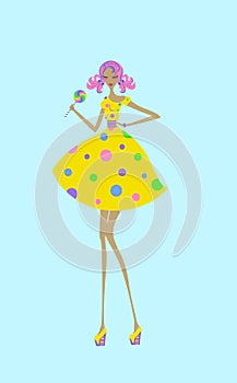Girl with lollipop illustration.