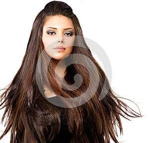 Girl with Long Blowing Hair