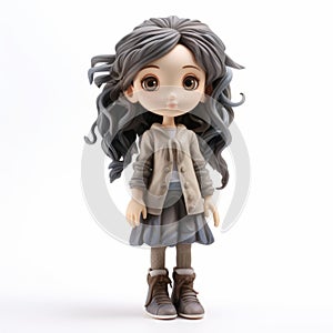 Kawaii Toy Figure Of A Girl With Long Hair - Naoki Urasawa Style photo