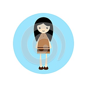 Girl, long hair, illustration, flat animated cartoon illustration