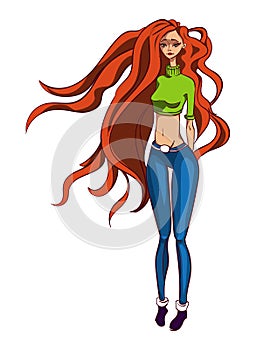 Girl with long red hair