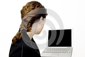 Girl looking at computer