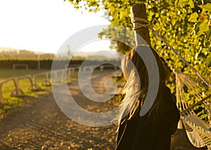 Girl looking at the horizon