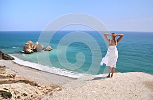 Girl looking to the sea, Cyprus photo