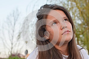 Girl looking up