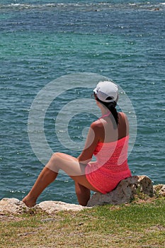 Girl looks at the sea