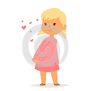 Girl in love vector character happy smiling kid romantic woman amorousness together adult relationship.