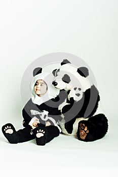 Girl loving panda photo