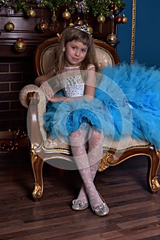 Girl with lush blue dress