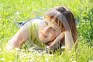 Girl lying in the garden