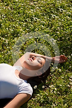 Girl Lying on Grass