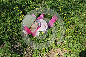 Girl lying grass