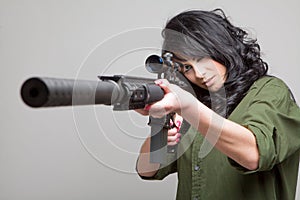 girl with machine gun