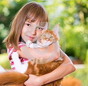 Girl with Maine Coon