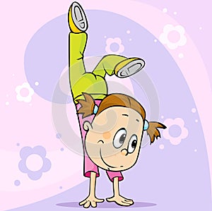 Girl make handstand - vector cartoon illustrationgirl make handstand - vector cartoon illustration