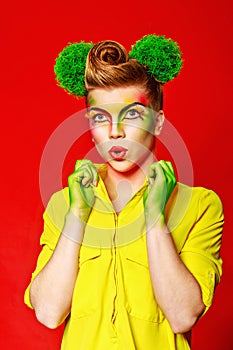 Girl with make-up broccoli